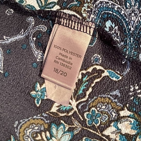 SOLD IN AUCTION ~ AVENUE Abstract Floral Navy Blue Button Henley 18/20 - Picture 8 of 11